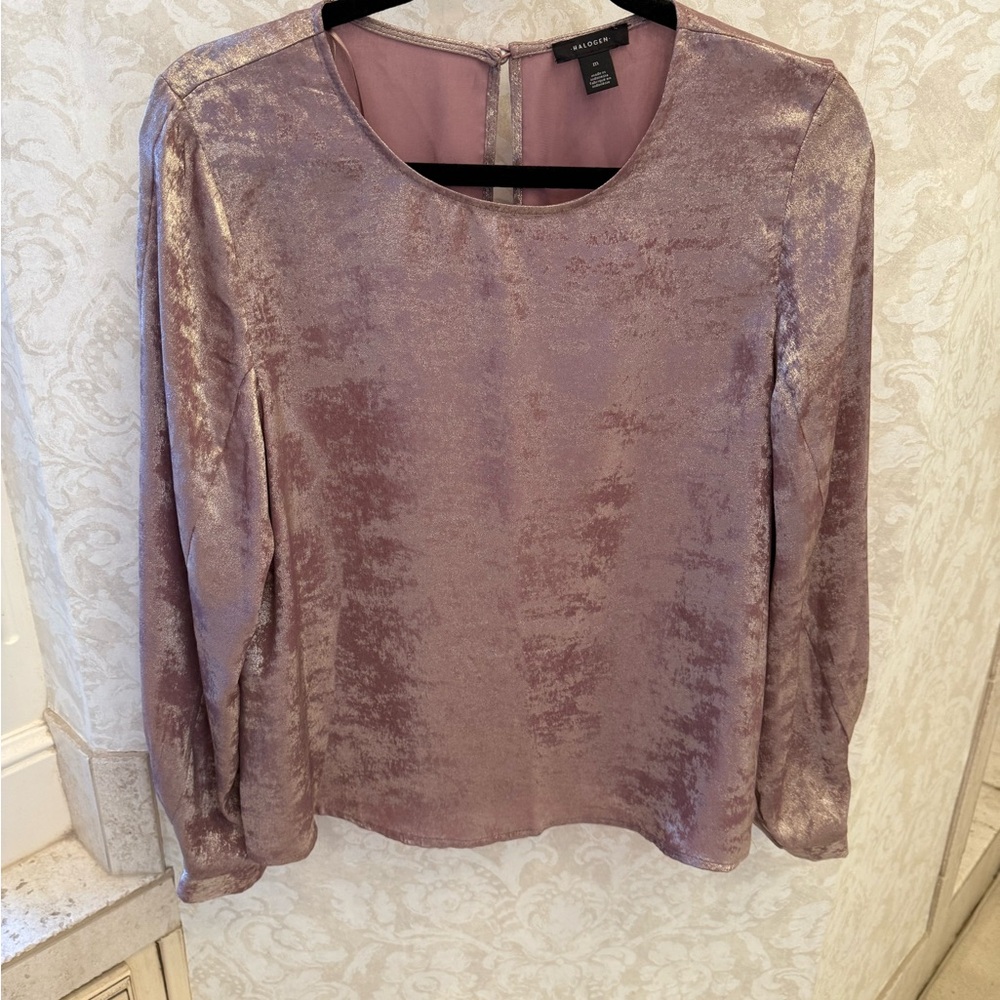 Halogen Shimmering Mauve Velvet Blouse